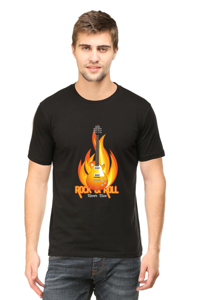 Rock & Roll Never Dies – Men’s Round Neck T-Shirt