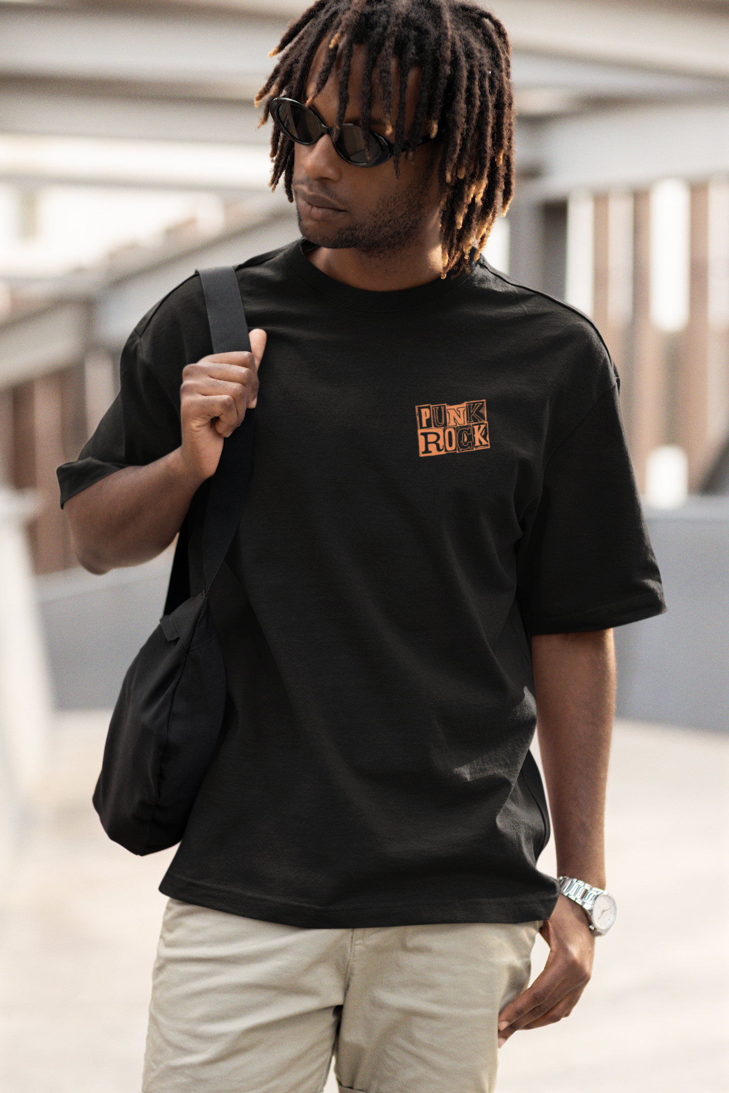 Skull punk rock - Unisex Oversized T-Shirt